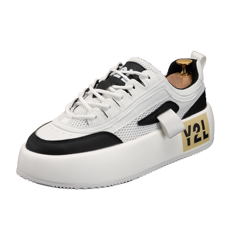 Chaussures blanches pour hommes, semelles épaisses, tendance, automne