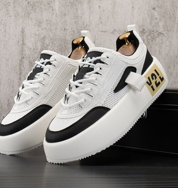 Chaussures blanches pour hommes, semelles épaisses, tendance, automne