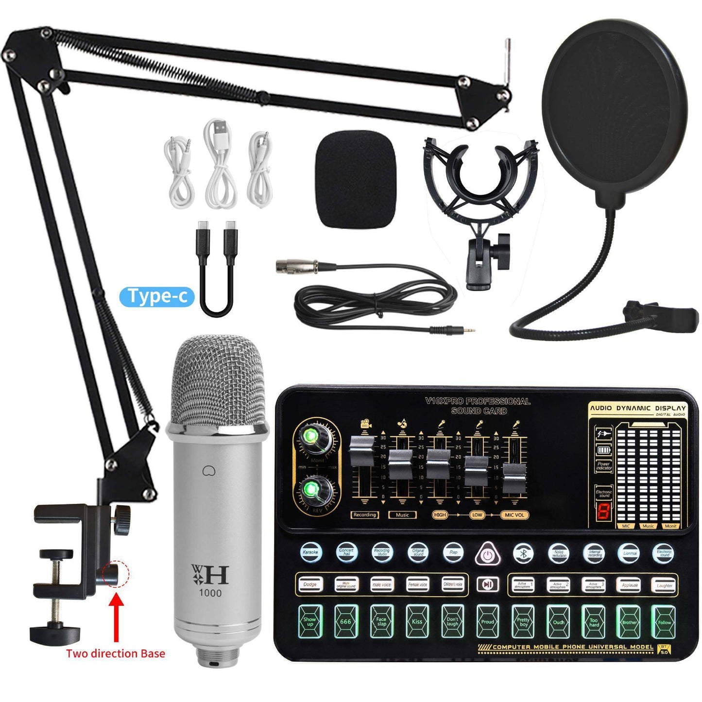 Kit de carte son pour diffusion en direct avec microphone à condensateur - Style & confort