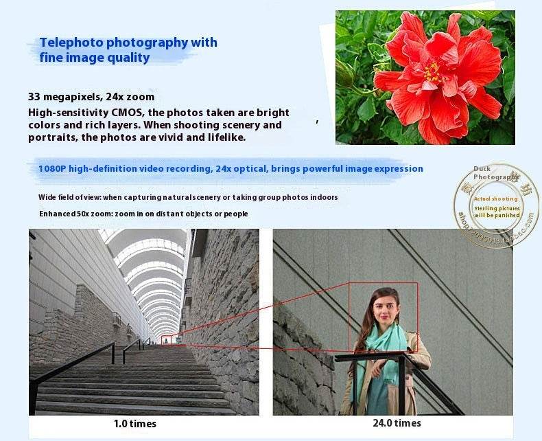 Appareil photo numérique téléobjectif D7100 à mise au point automatique FHD HD - Style & confort