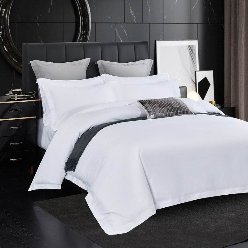 Ensemble de literie 4pcs en tissu pour hôtel, blanc pur - Style & confort