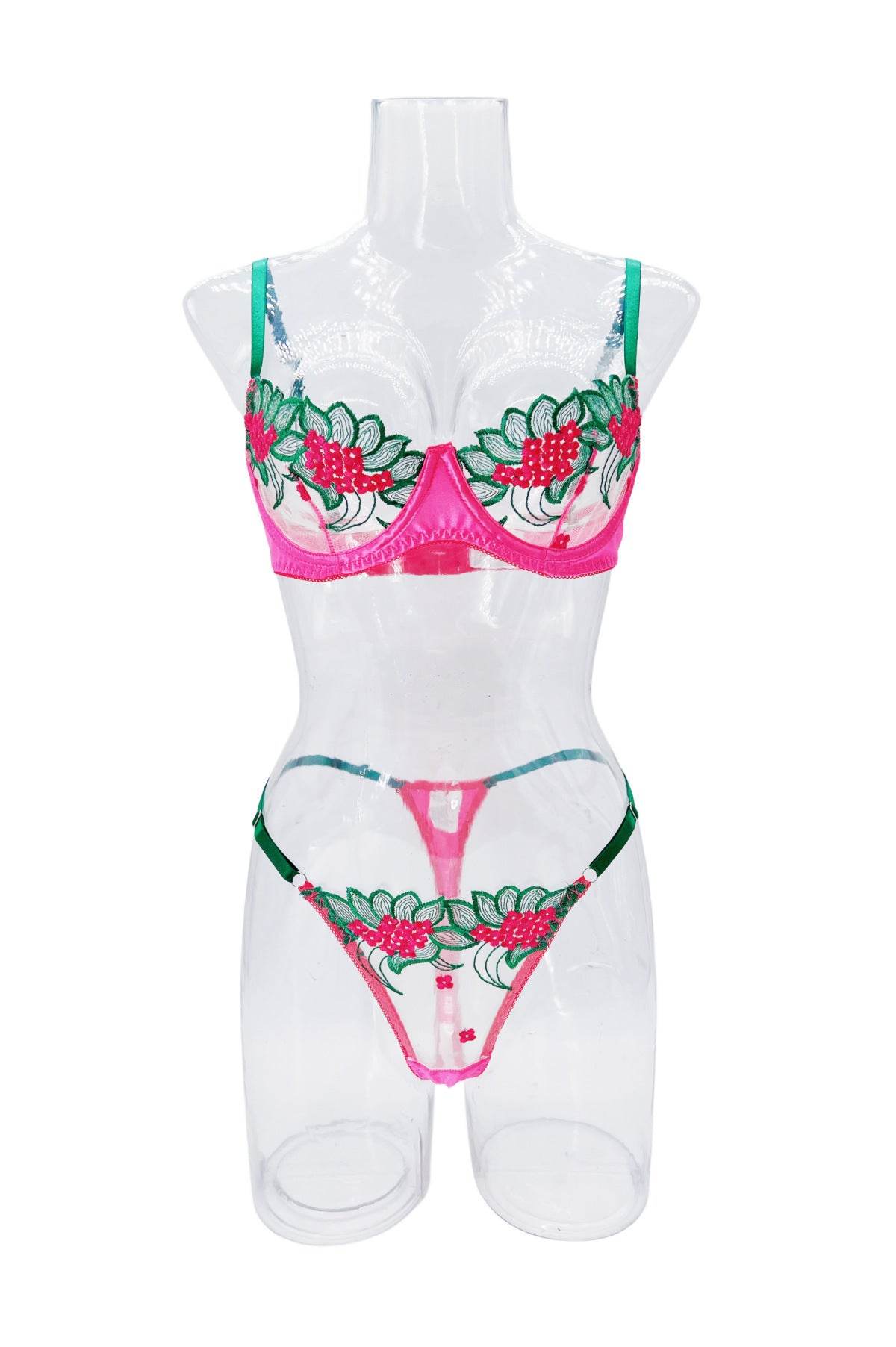 Lingerie transparente brodée en maille chaude multicolore pour la Saint-Valentin - Style & confort
