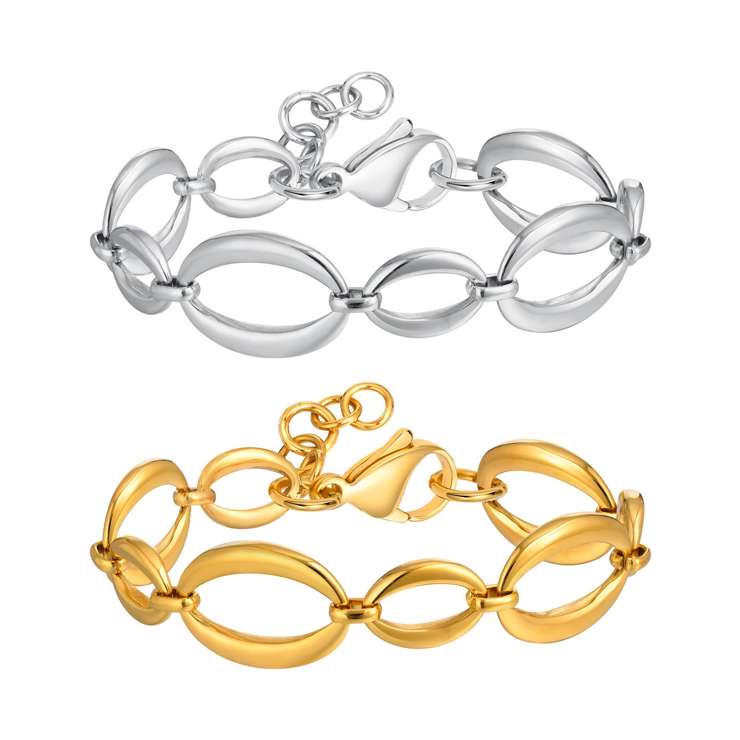 Simple geometric large chain bracelet