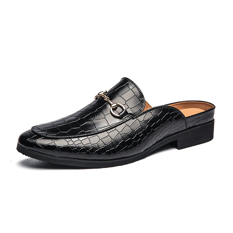 Chaussures semi-pantoufles en cuir pour hommes