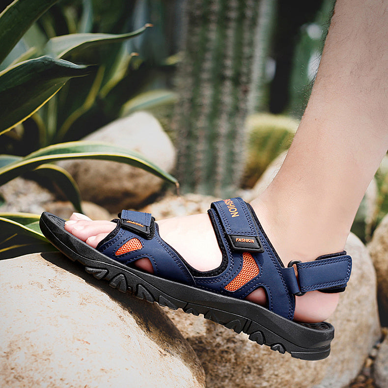 Sandales Velcro pour hommes, chaussures de plage respirantes d'été