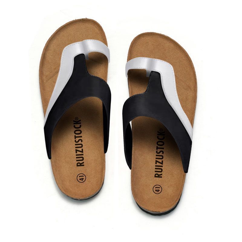 Tongs d'été en liège pour hommes, chaussures de plage assorties