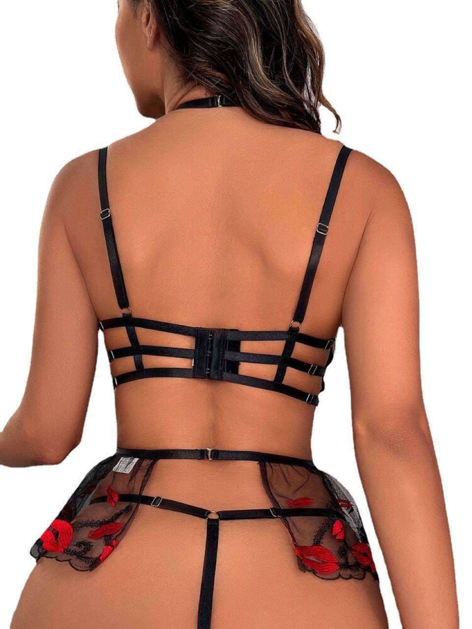 Ensemble de lingerie sexy brodé en maille pour femme - Style & confort