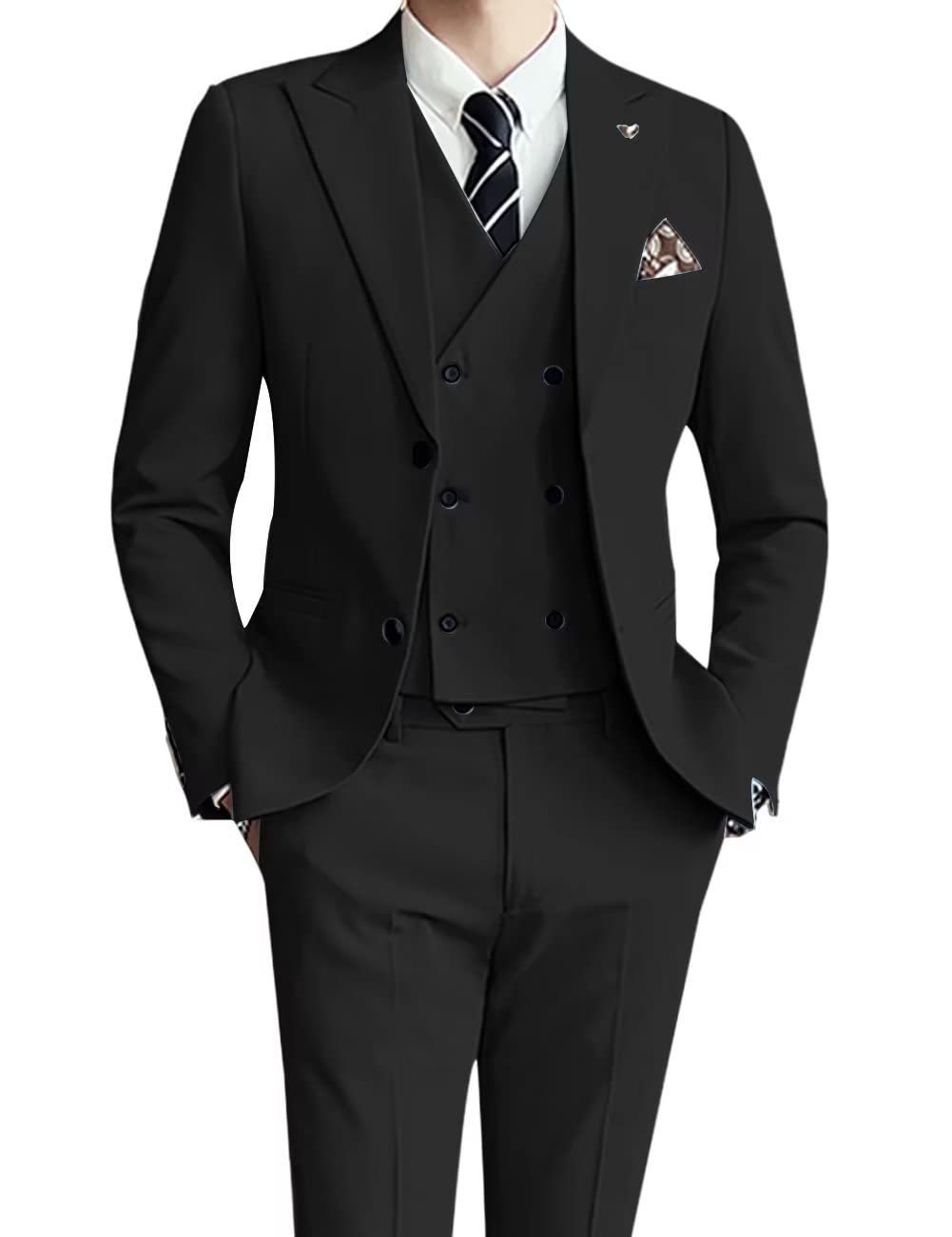 Men's three-piece slim-fit suit