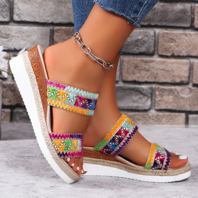 Women's Trendy Wavy Pattern Woven Sandals