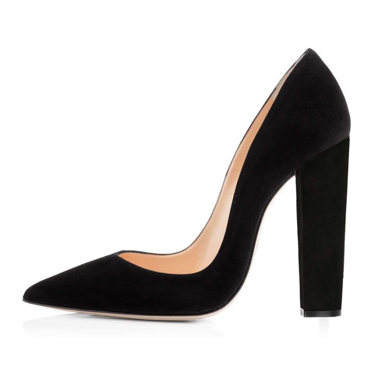 Chaussures simples tendance pour femmes à bout pointu et talon épais