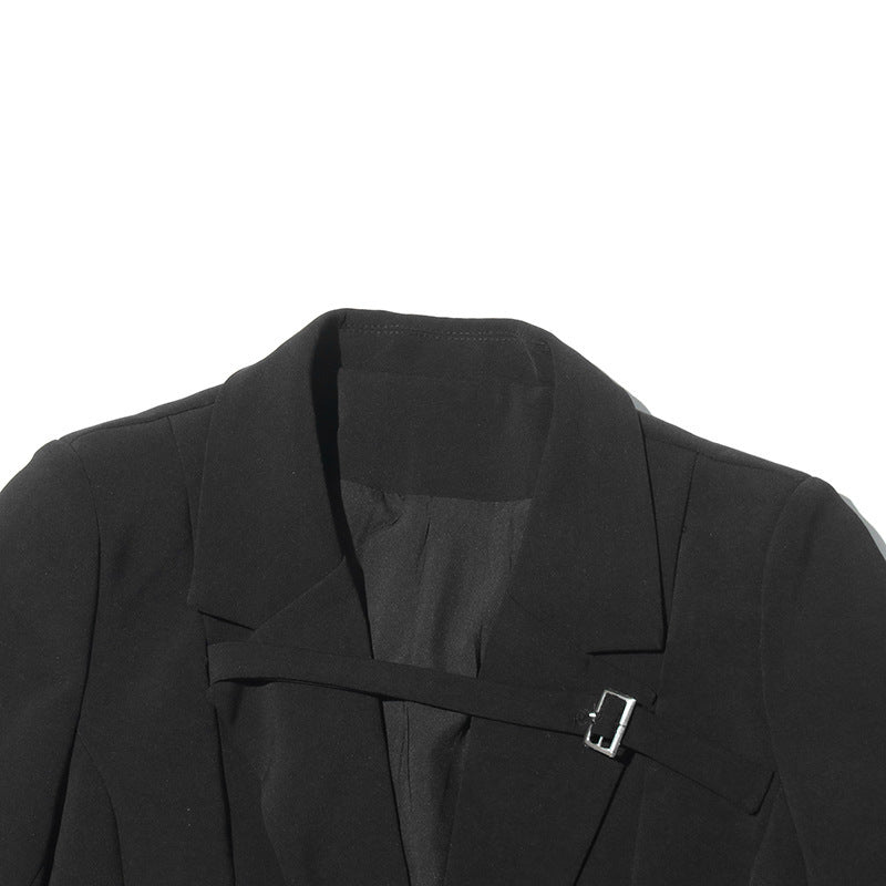 Veste de costume longue à boucle de style Temperament Commute