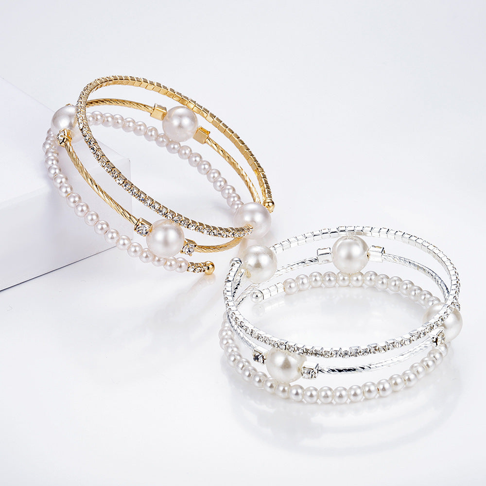 Rhinestone and crystal bead bracelet