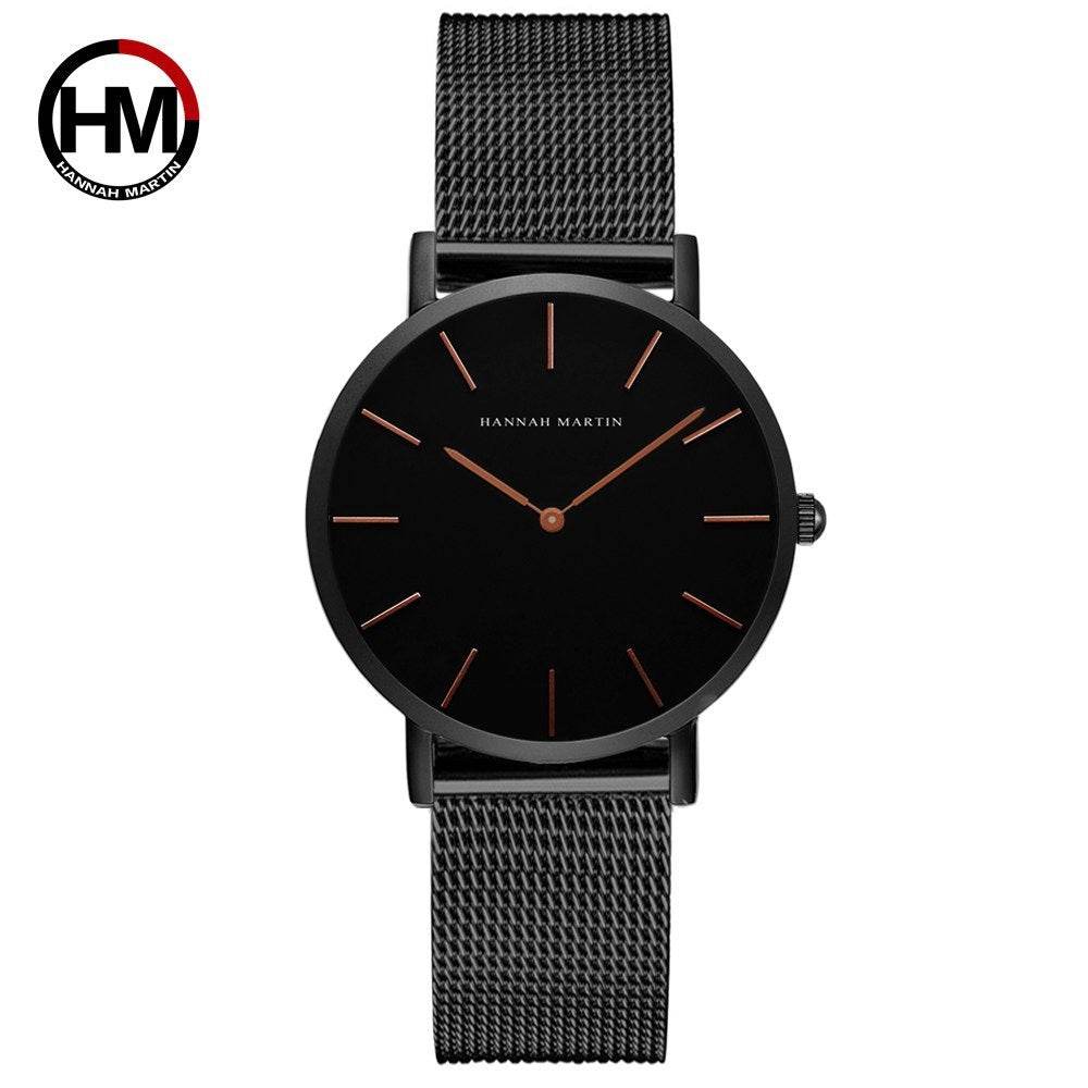 Montre à quartz japonaise de haute qualité 36 mm Hannah Martin - Style & confort