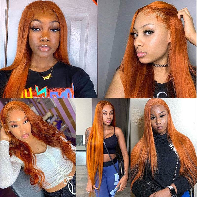 Perruque lisse orange foncé - Style & confort