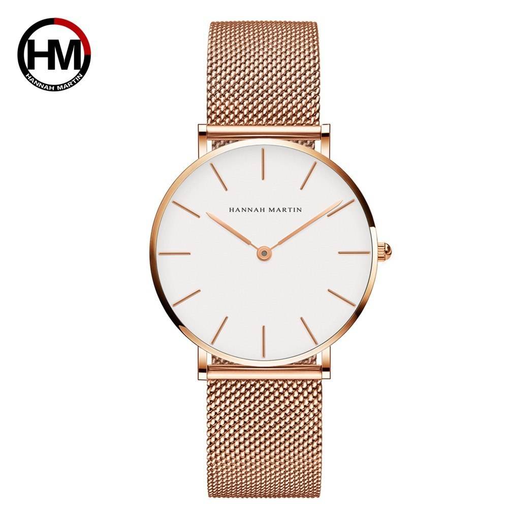 Montre à quartz japonaise de haute qualité 36 mm Hannah Martin - Style & confort