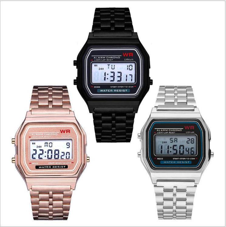Montre électronique à bracelet en acier - Style & confort