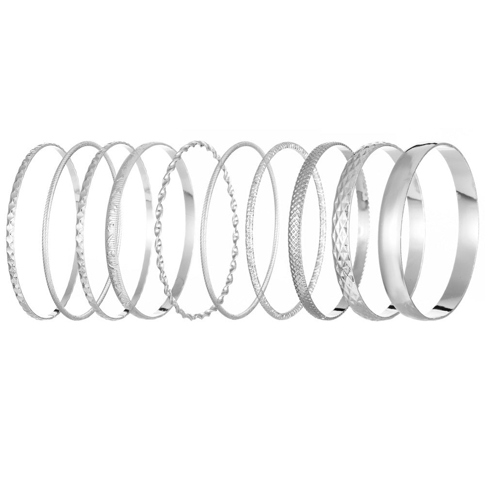 10 Pcs Retro Ethnischen Stil Legierung Breite Armbänder Gold Glänzend