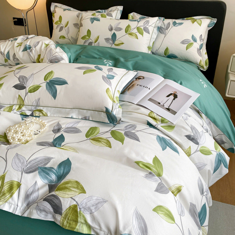 Housse de couette en coton quatre pièces, drap de lit, literie