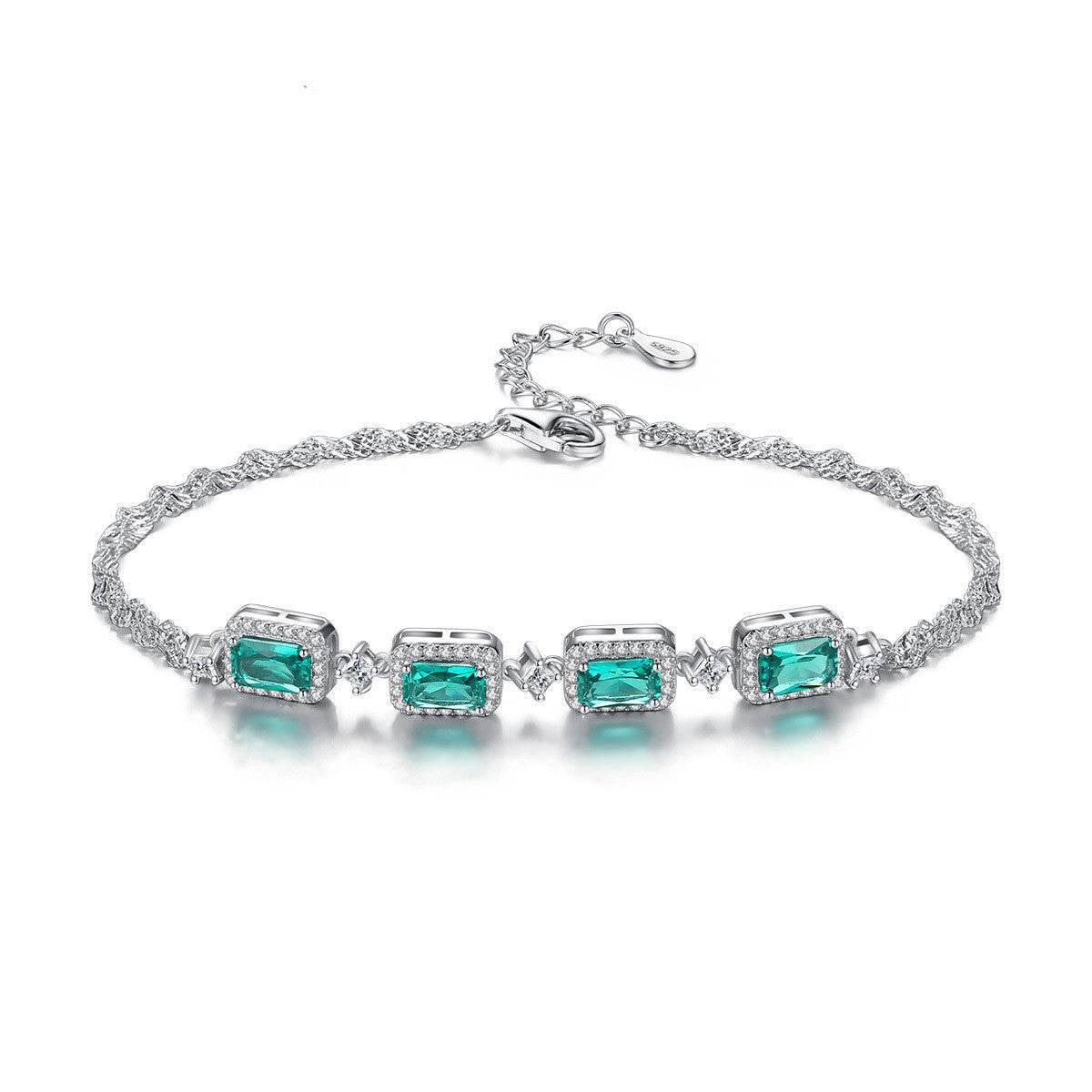 Bracelet en argent avec émeraude tendance - Style & confort