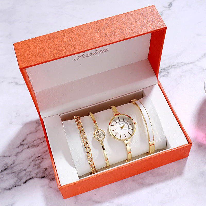 Waterproof quartz watch gift set, women's bracelets