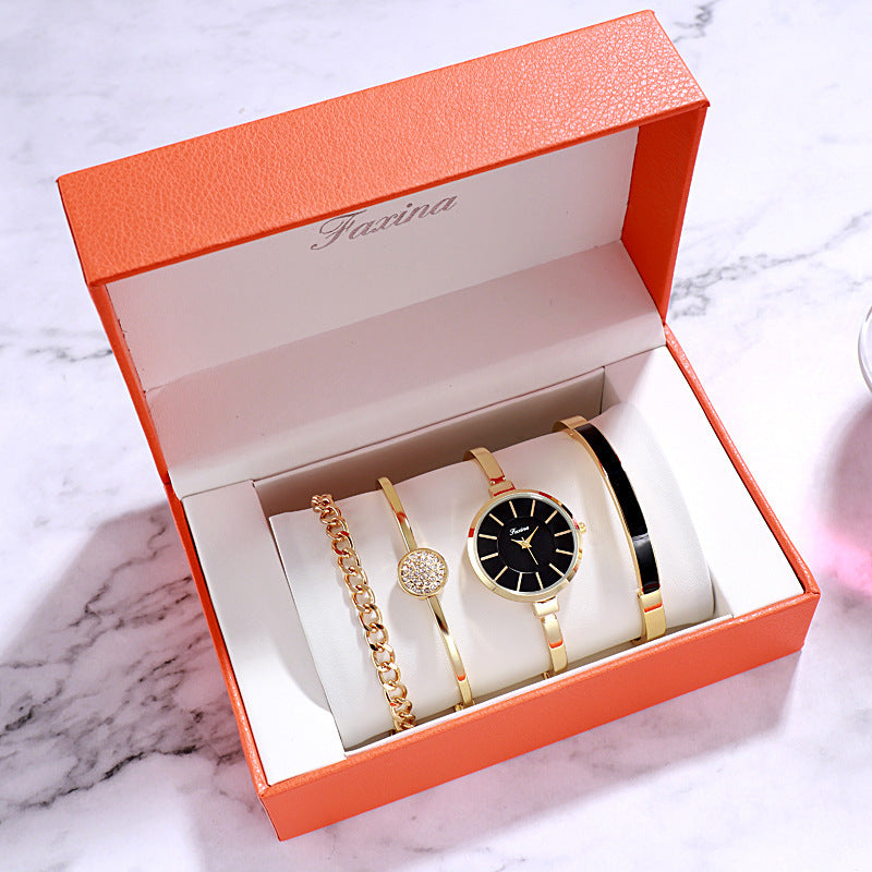 Waterproof quartz watch gift set, women's bracelets