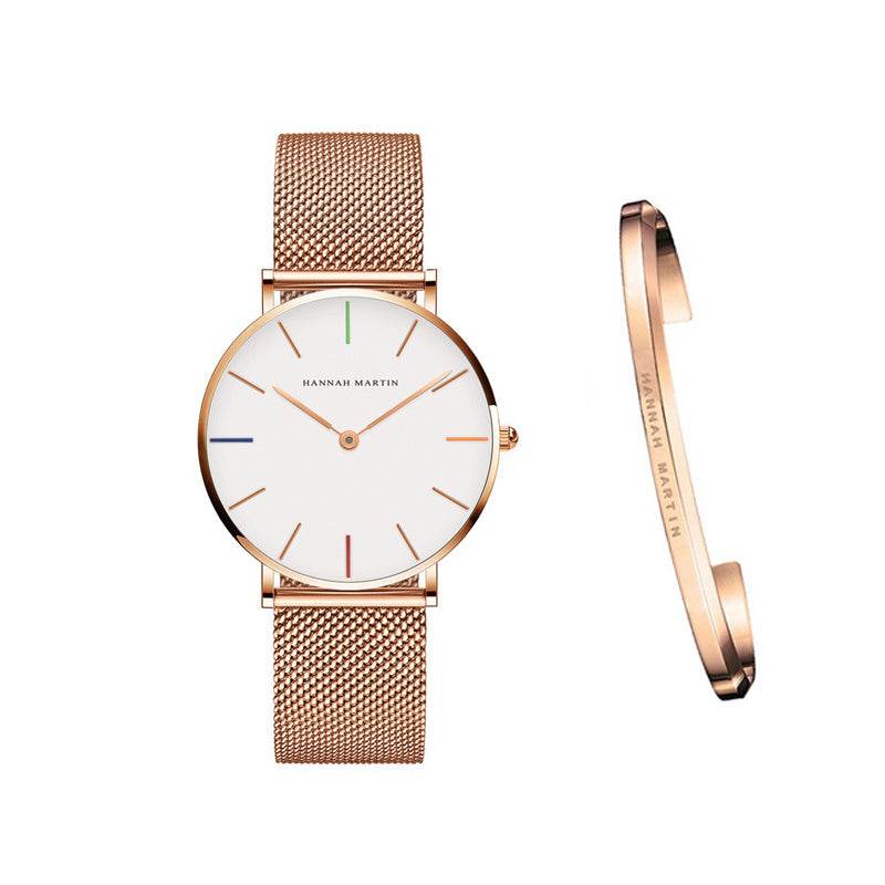 Montre à quartz japonaise de haute qualité 36 mm Hannah Martin - Style & confort
