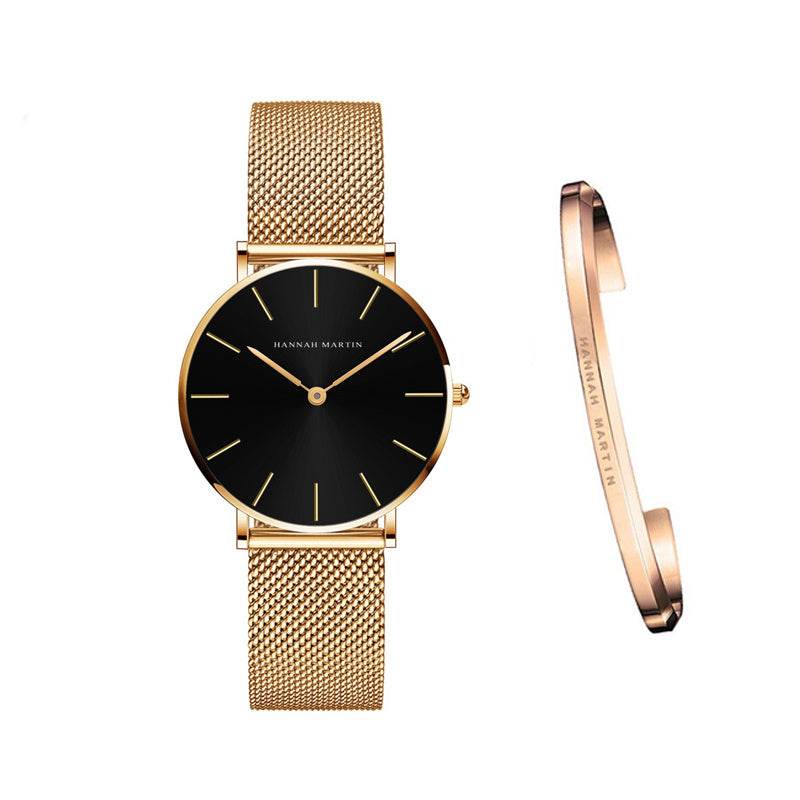Montre à quartz japonaise de haute qualité 36 mm Hannah Martin - Style & confort