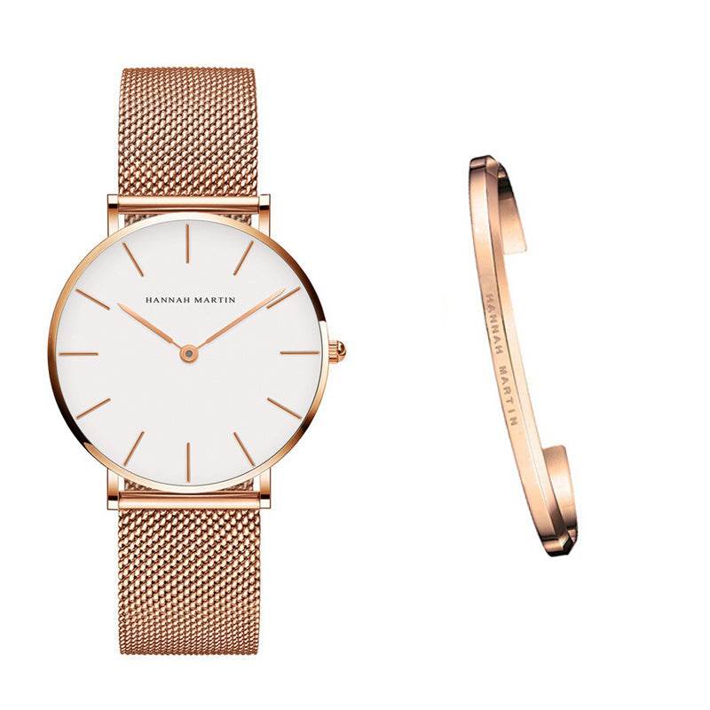Montre à quartz japonaise de haute qualité 36 mm Hannah Martin - Style & confort