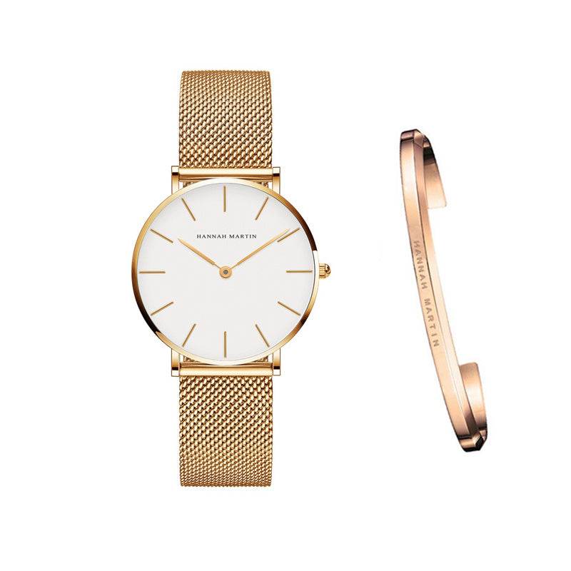 Montre à quartz japonaise de haute qualité 36 mm Hannah Martin - Style & confort