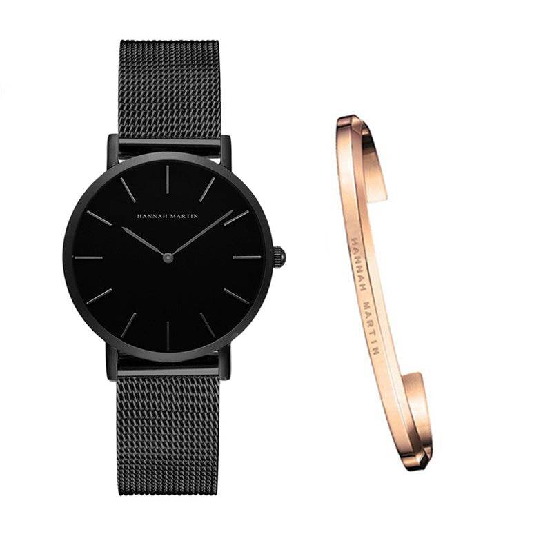 Montre à quartz japonaise de haute qualité 36 mm Hannah Martin - Style & confort