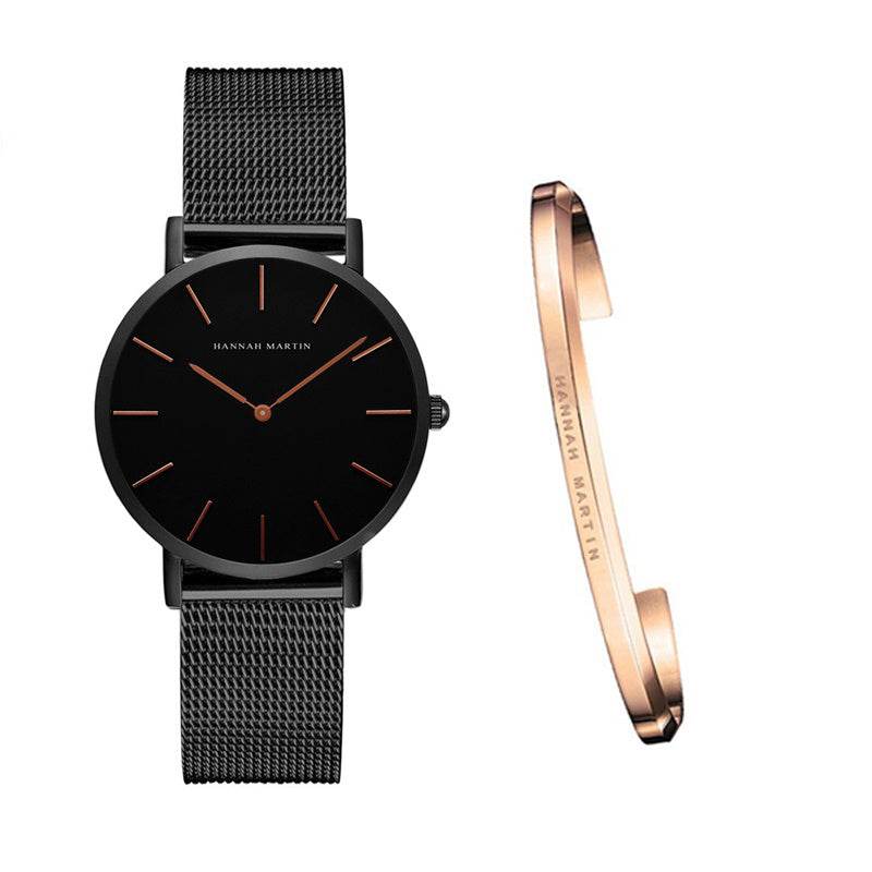 Montre à quartz japonaise de haute qualité 36 mm Hannah Martin - Style & confort