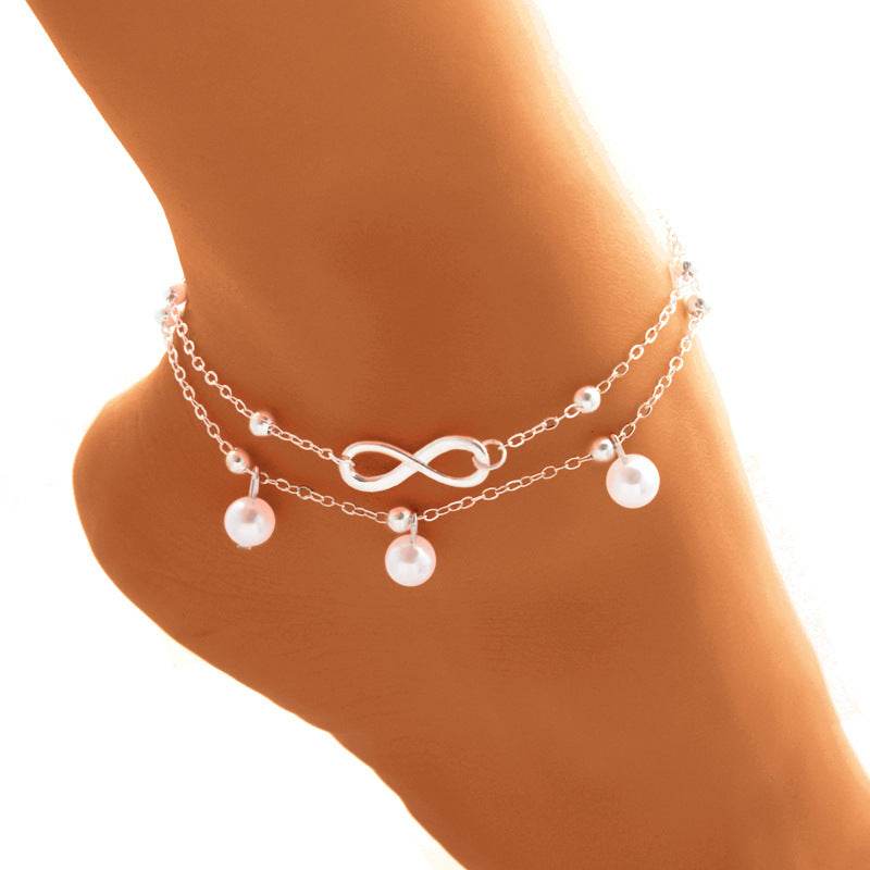 Bracelet de cheville avec perles doubles - Style & confort