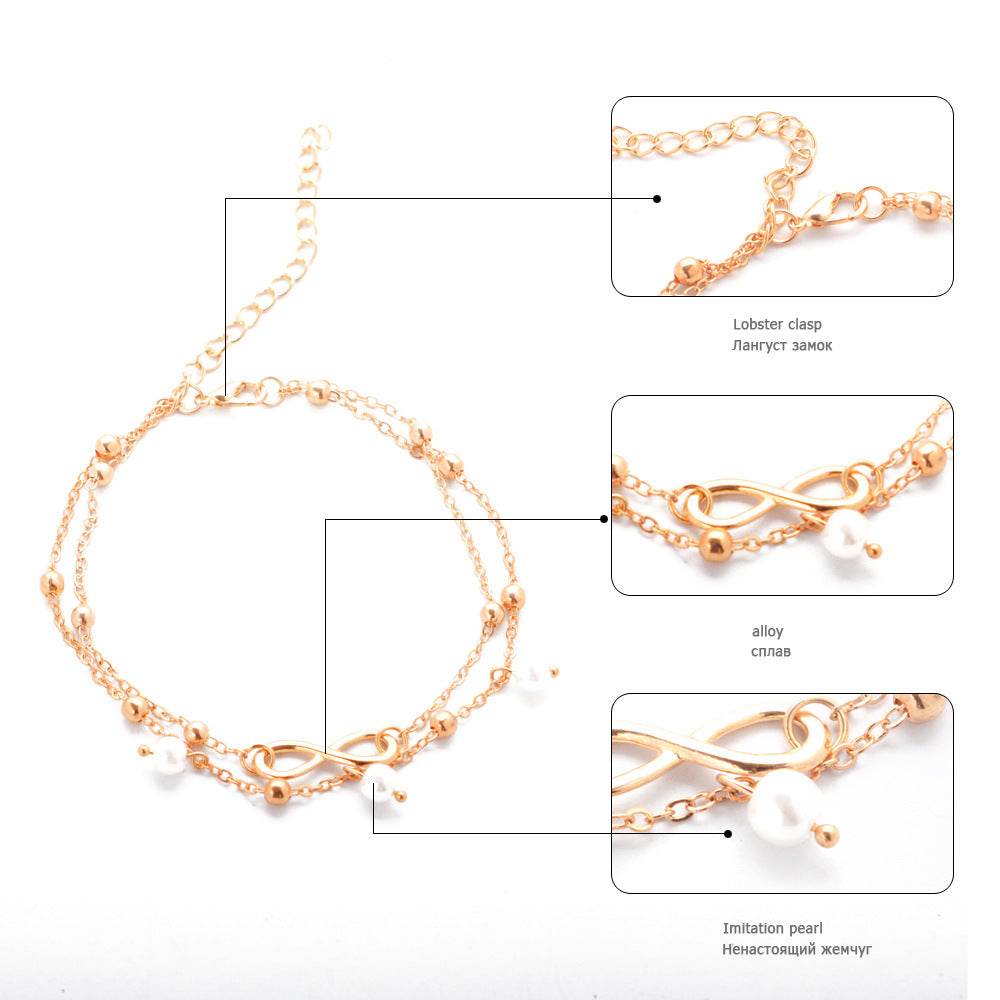 Bracelet de cheville avec perles doubles - Style & confort