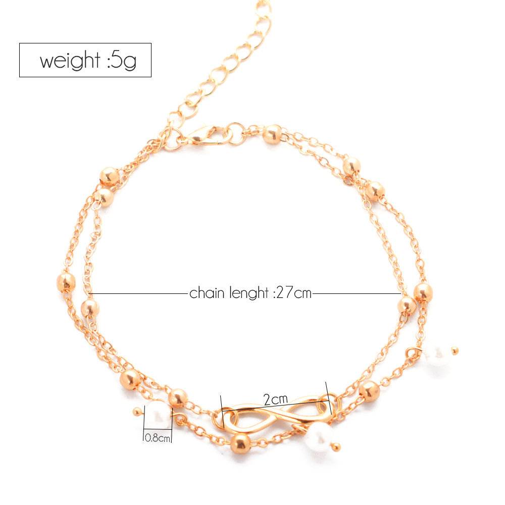 Bracelet de cheville avec perles doubles - Style & confort