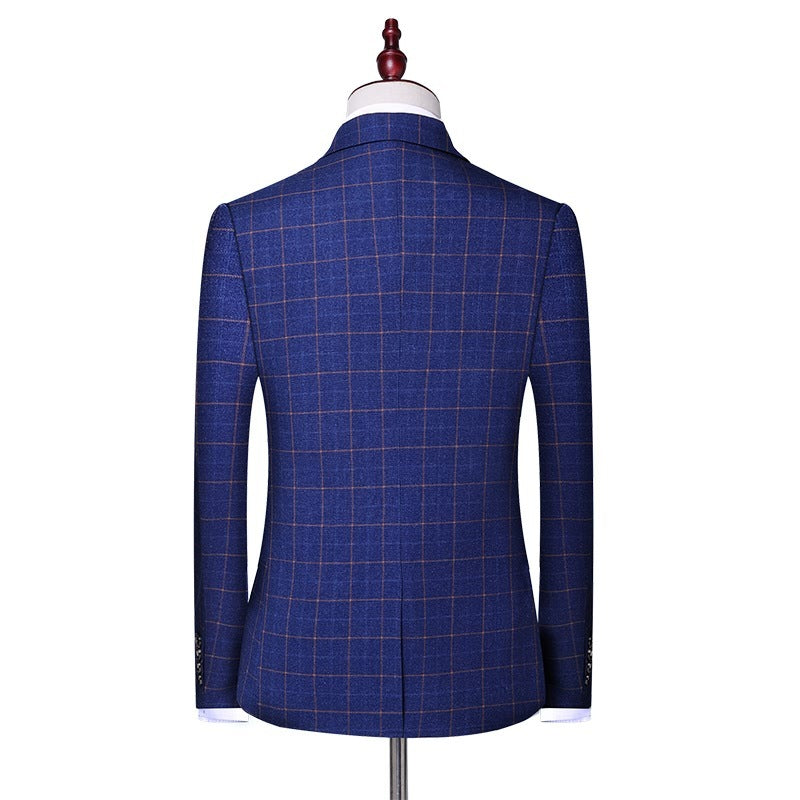 Men's three-piece checked suit