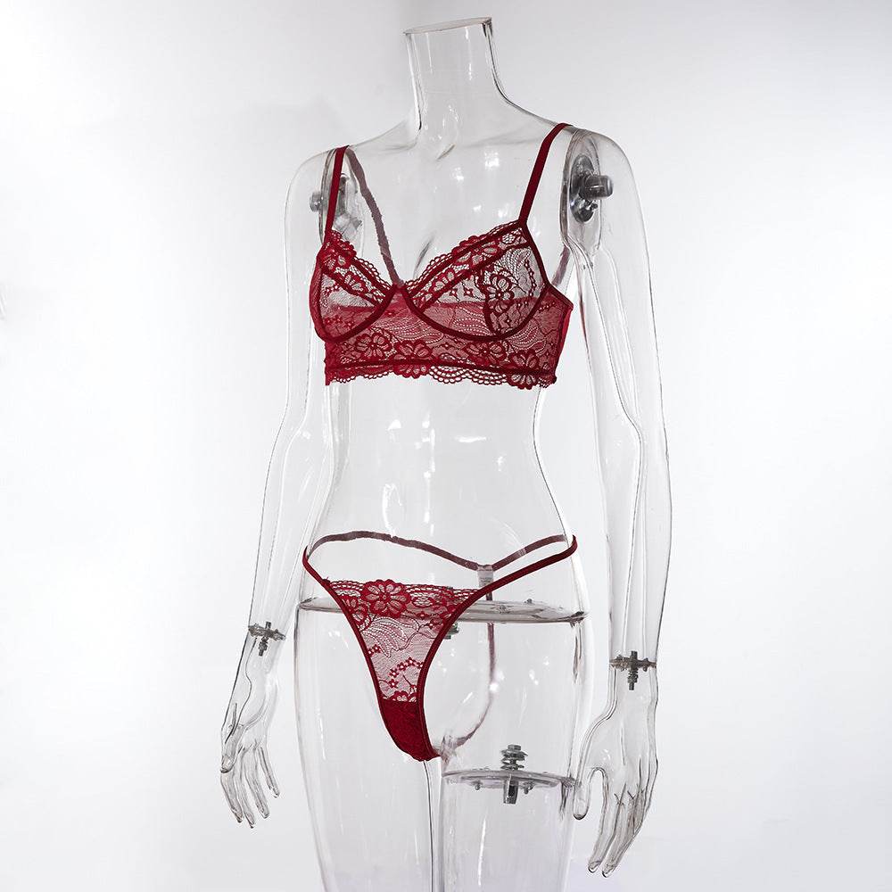 Ensemble de lingerie sexy en maille de dentelle transparente - Style & confort