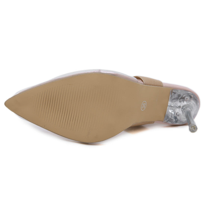 Sandales à talons aiguilles transparentes à bout abricot