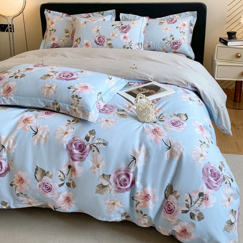 Housse de couette en coton quatre pièces, drap de lit, literie