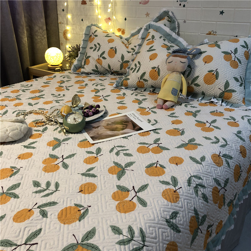 Parure de lit trois pièces en coton vintage