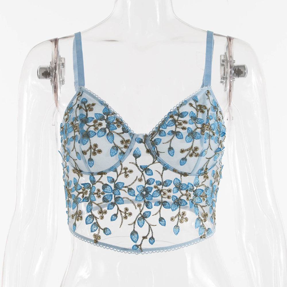 Gilet de lingerie brodé en dentelle pour femmes - Style & confort