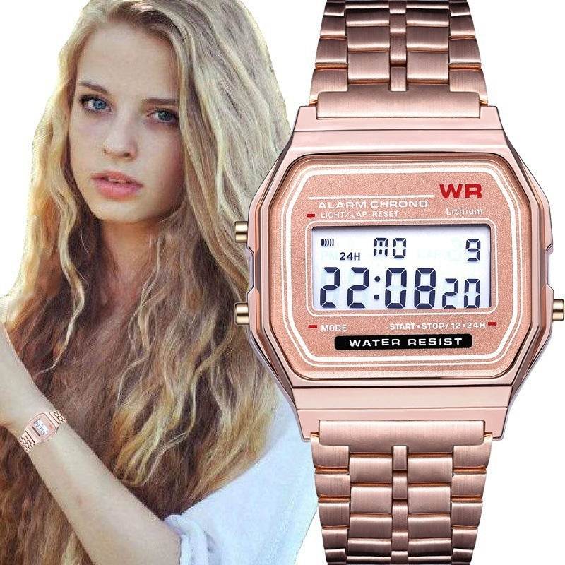 Montre électronique à bracelet en acier - Style & confort
