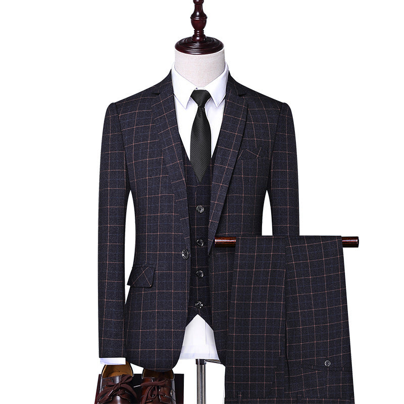 Men's three-piece checked suit