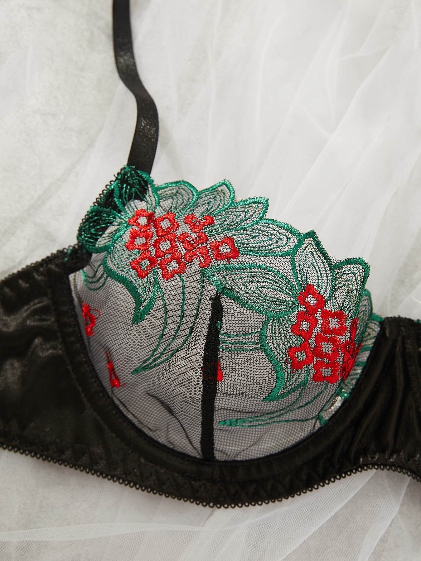 Lingerie transparente brodée en maille chaude multicolore pour la Saint-Valentin - Style & confort