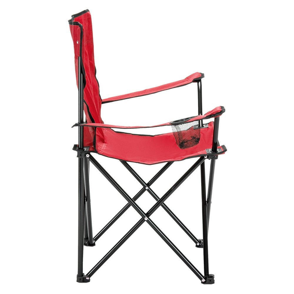 Chaise de camping, cadre noir, tissu Oxford rouge