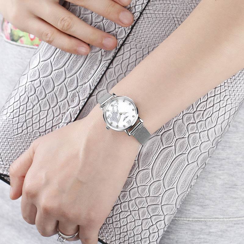 Montre à diamant avec ceinture en maille - Style & confort