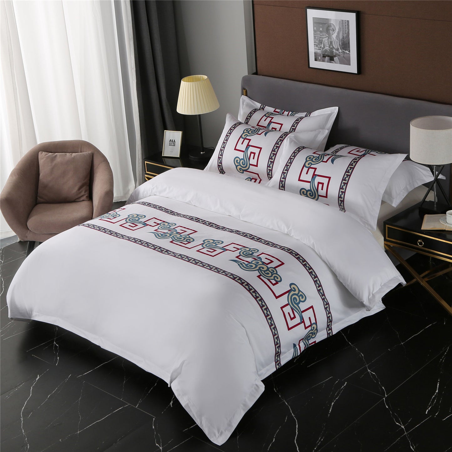 Ensemble quatre pièces pour un hôtel en pur coton