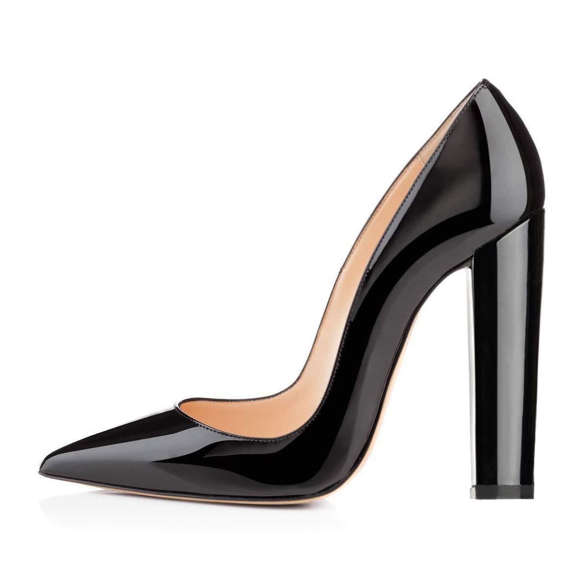 Chaussures simples tendance pour femmes à bout pointu et talon épais