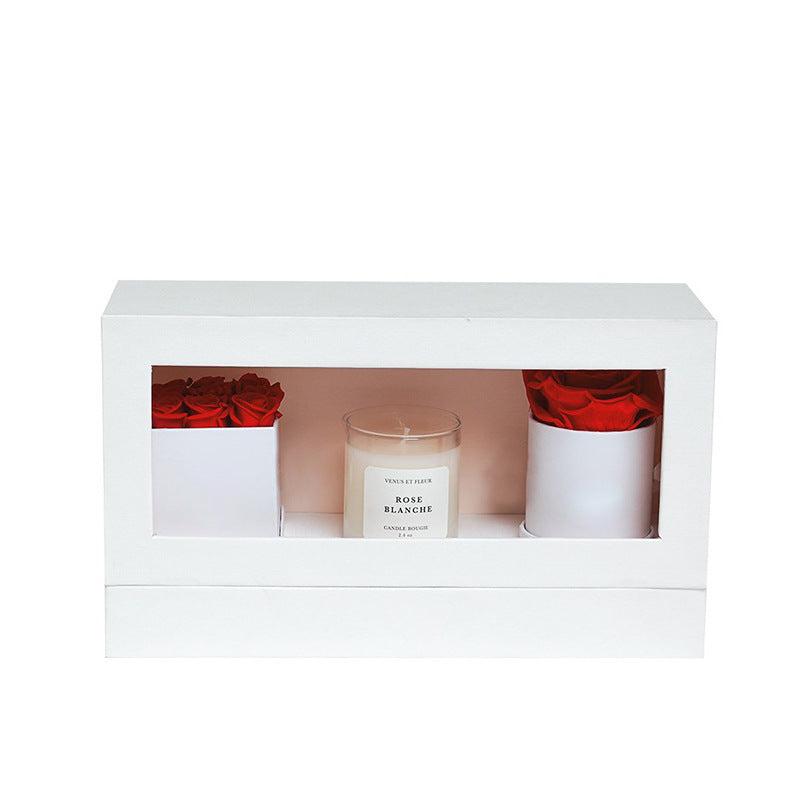 Coffret cadeau de bougies d'aromathérapie et de fleurs préservées