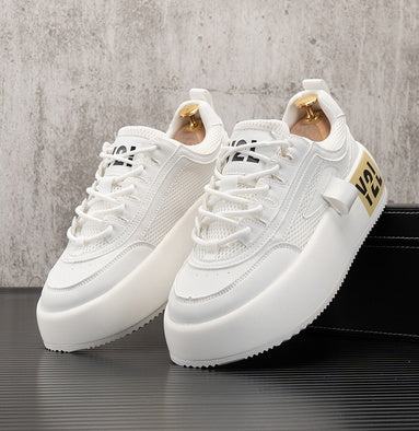 Chaussures blanches pour hommes, semelles épaisses, tendance, automne