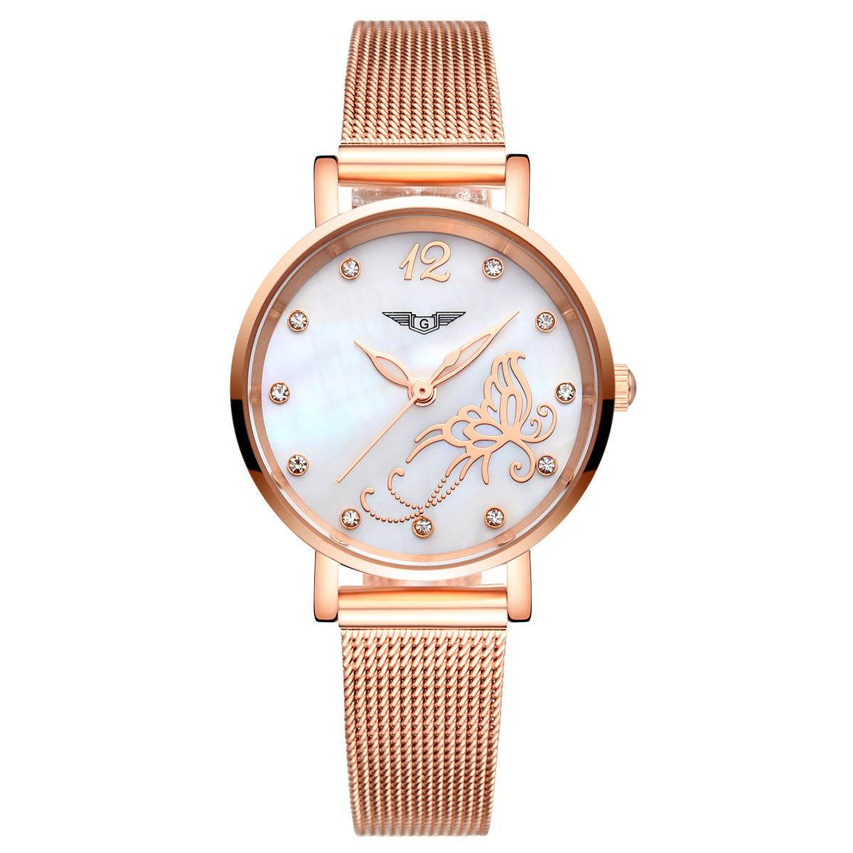 Montre à diamant avec ceinture en maille - Style & confort